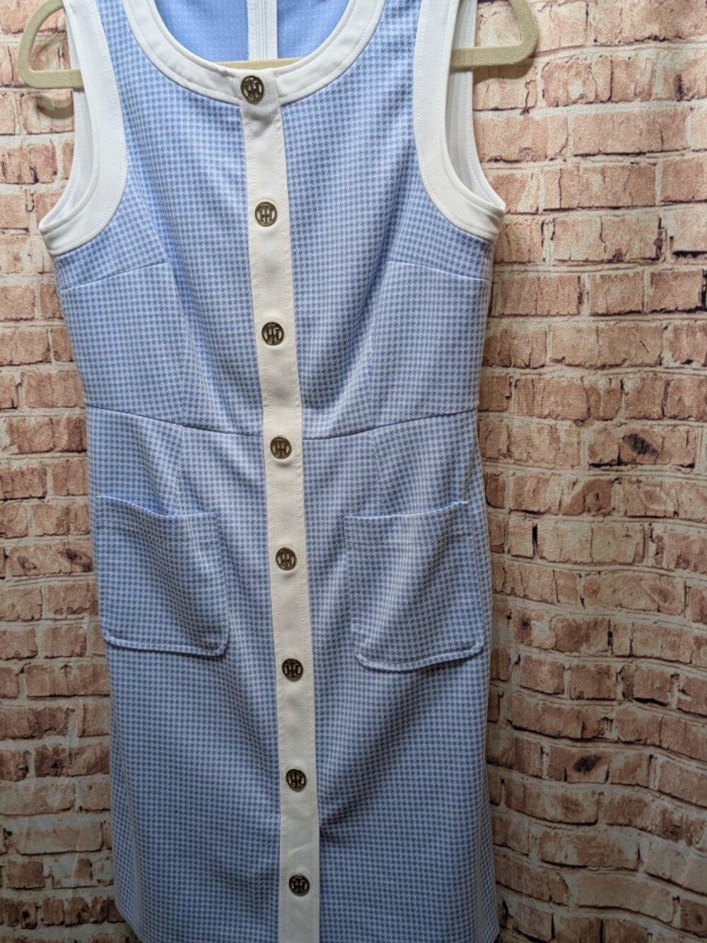 Tommy Hilfiger Blue & White Sleeveless Button-Front Shift Dress Size 6 - Picture 2 of 14